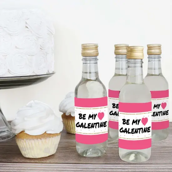 Big Dot of Happiness Be My Galentine - Mini Wine and Champagne Bottle Label Stickers - Galentine's and Valentine's Day Party Favor Gift - Set of 16 {4}