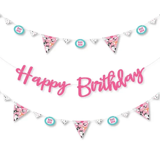 Big Dot of Happiness Pawty Like a Puppy Girl - Pink Dog Birthday Party Letter Banner Decoration - 36 Banner Cutouts and Happy Birthday Banner Letters {1}
