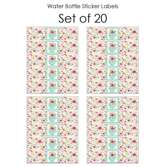 Big Dot of Happiness Floral Let's Par-Tea - Garden Tea Party Water Bottle Sticker Labels - Set of 20 {4}