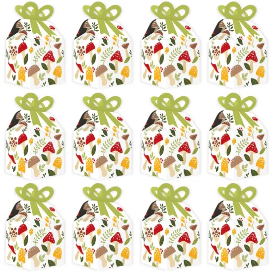 Big Dot of Happiness Wild Mushrooms - Square Favor Gift Boxes - Red Toadstool Party Bow Boxes - Set of 12 {6}
