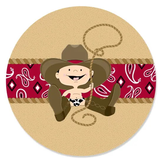 Big Dot of Happiness Little Cowboy - Western Baby Shower or Birthday Party Circle Sticker Labels - 24 Count {1}