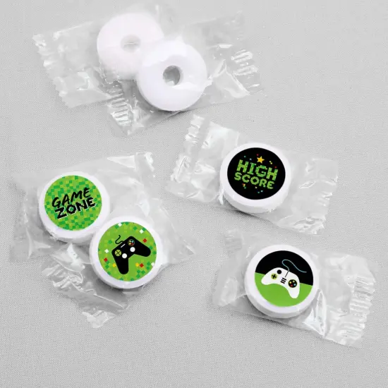 Big Dot of Happiness Game Zone - Pixel Video Game Party or Birthday Party Round Candy Sticker Favors - Labels Fits Chocolate Candy (1 sheet of 108) {4}