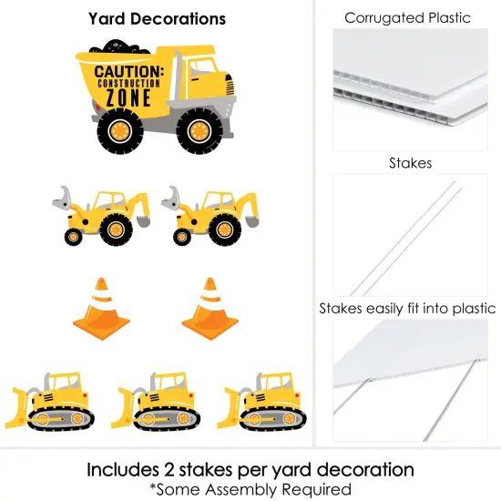 Big Dot of Happiness Dig It - Construction Party Zone - Yard Sign and Outdoor Lawn Decorations - Baby Shower or Birthday Party Yard Signs - Set of 8 {7}