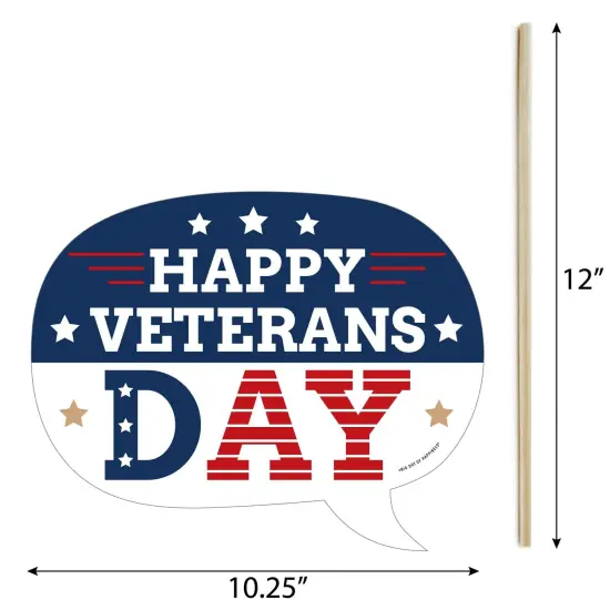 Big Dot of Happiness Happy Veterans Day - Patriotic Photo Booth Props Kit - 10 Piece {6}