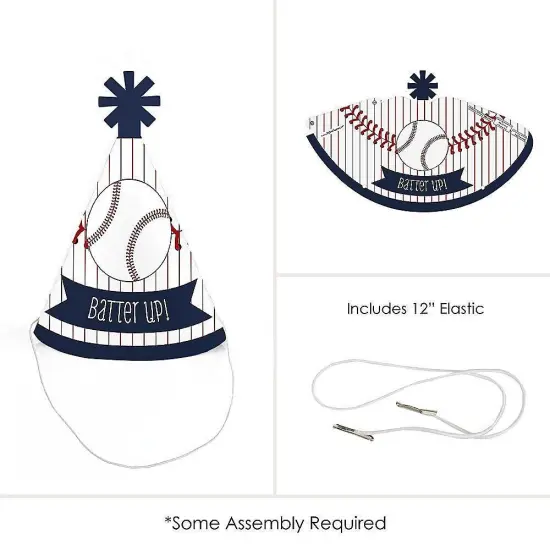 Big Dot of Happiness Batter Up - Baseball - Mini Cone Baby Shower or Birthday Party Hats - Small Little Party Hats - Set of 8 {6}