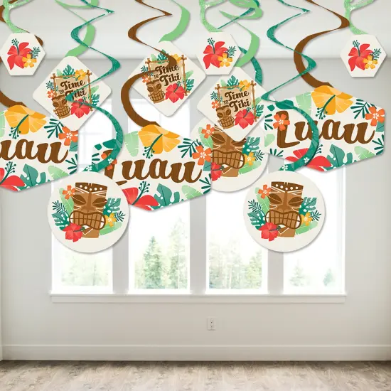 Big Dot of Happiness Tropical Luau - Hawaiian Beach Party Hanging Decor - Party Decoration Swirls - Set of 40 {4}
