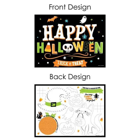 Big Dot of Happiness Jack-O'-Lantern Halloween - Paper Kids Halloween Party Coloring Sheets - Activity Placemats - Set of 16 {7}