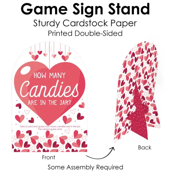 Big Dot of Happiness Happy Galentine's Day - How Many Candies Valentine's Day Party Game - 1 Stand and 40 Cards - Candy Guessing Game {6}
