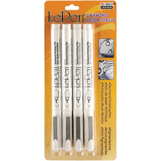 Uchida Le Pen Technical Drawing Set 4/Pkg-.05mm, .1mm, .5mm, .8mm Black {1}