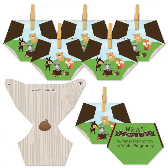 Big Dot of Happiness Woodland Creatures - Baby Shower Conversation Starter - 2-in-1 Dirty Diaper Game - Set of 24 {1}