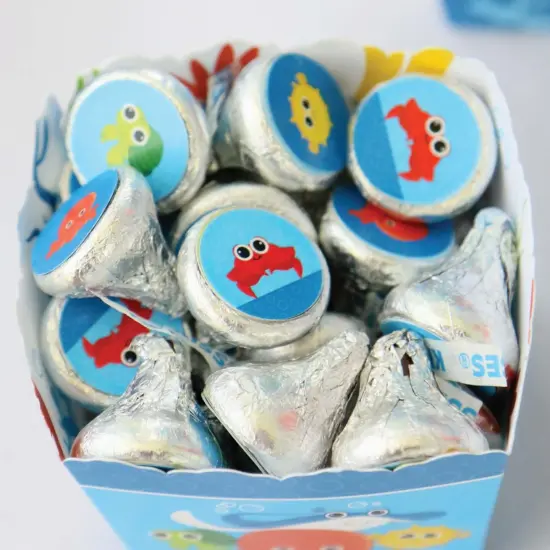 Big Dot of Happiness Under the Sea Critters - Baby Shower or Birthday Party Round Candy Sticker Favors - Labels Fits Chocolate Candy (1 Sheet of 108) {6}