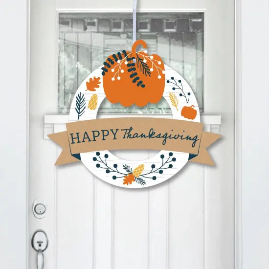 Big Dot of Happiness Happy Thanksgiving - Outdoor Fall Harvest Party Decor - Front Door Wreath {1}