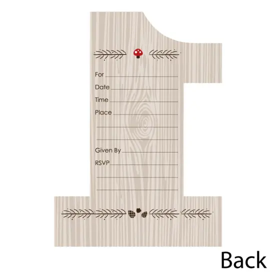 Big Dot of Happiness 1st Birthday Woodland Creatures - Shaped Fill-in Invitations - First Birthday Party Invitation Cards with Envelopes - Set of 12 {4}