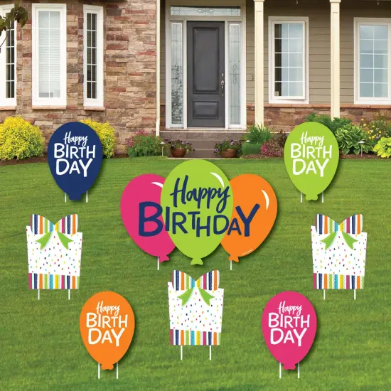 Big Dot of Happiness Cheerful Happy Birthday - Yard Sign and Outdoor Lawn Decorations - Colorful Birthday Party Yard Signs - Set of 8 {1}