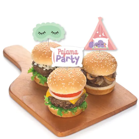 Big Dot of Happiness Pajama Slumber Party - Dessert Cupcake Toppers - Girls Sleepover Birthday Party Clear Treat Picks - Set of 24 {4}