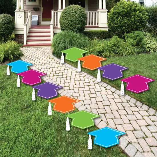Big Dot of Happiness Hats Off Grad Graduation Lawn Decorations - 10 Piece {1}