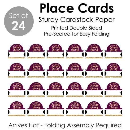 Big Dot of Happiness Elegant Thankful for Friends - Friendsgiving Thanksgiving Party Tent Buffet Card - Table Setting Name Place Cards - Set of 24 {7}