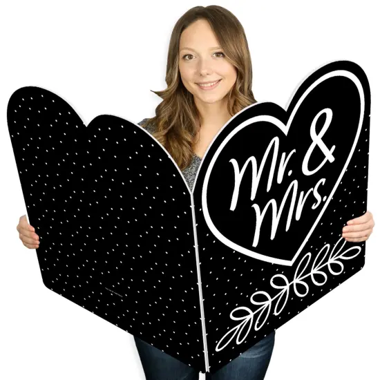 Big Dot of Happiness Mr. and Mrs. - Black and White Wedding Congratulations Giant Greeting Card - Big Shaped Jumborific Card {1}