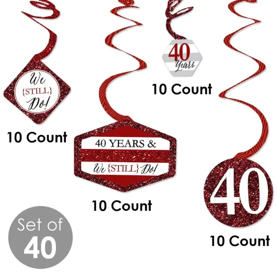 Big Dot of Happiness We Still Do - 40th Wedding Anniversary - Anniversary Party Hanging Decor - Party Decoration Swirls - Set of 40 {6}