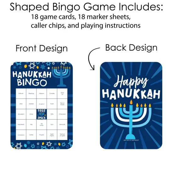 Big Dot of Happiness Hanukkah Menorah - Bingo Cards and Markers - Chanukah Holiday Party Bingo Game - Set of 18 {4}