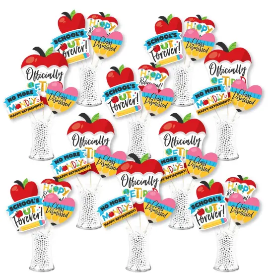 Big Dot of Happiness Teacher Retirement - Happy Retirement Party Centerpiece Sticks - Showstopper Table Toppers - 35 Pieces {1}