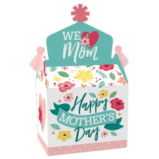 Big Dot of Happiness Colorful Floral Happy Mother's Day - Treat Box Party Favors - We Love Mom Party Goodie Gable Boxes - Set of 12 {1}