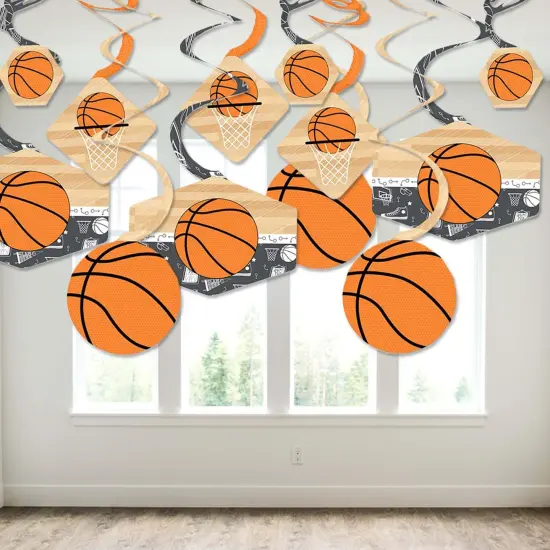 Big Dot of Happiness Nothin' but Net - Basketball - Baby Shower or Birthday Party Hanging Decor - Party Decoration Swirls - Set of 40 {4}