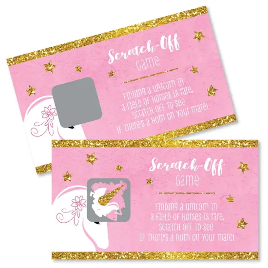 Big Dot of Happiness Rainbow Unicorn - Magical Unicorn Baby Shower or Birthday Party Game Scratch Off Cards - 22 Count {1}