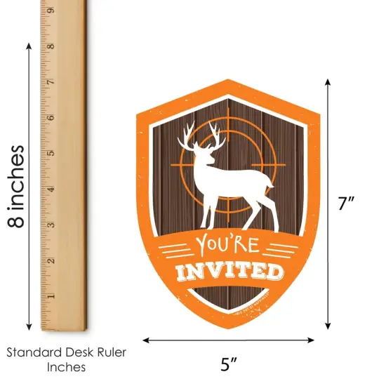 Big Dot of Happiness Gone Hunting - Shaped Fill-in Invites - Deer Hunting Camo Baby Shower or Birthday Party Invites Cards with Envelopes - Set of 12 {7}