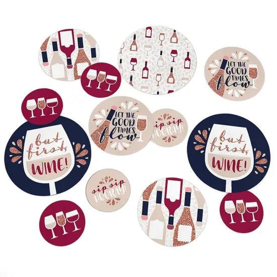 Big Dot of Happiness But First, Wine - Wine Tasting Party Giant Circle Confetti - Party Decorations - Large Confetti 27 Count {1}