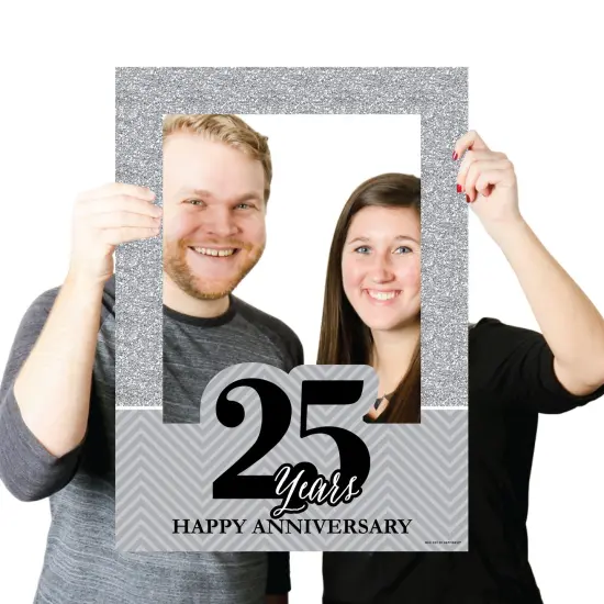 Big Dot of Happiness We Still Do - 25th Wedding Anniversary Selfie Photo Booth Picture Frame & Props - Printed on Sturdy Material {4}