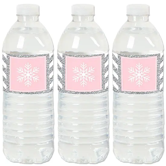 Big Dot of Happiness Pink Winter Wonderland - Holiday Snowflake Birthday Party and Baby Shower Water Bottle Sticker Labels - Set of 20 {1}