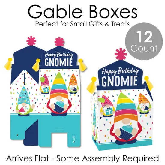 Big Dot of Happiness Gnome Birthday - Treat Box Party Favors - Happy Birthday Party Goodie Gable Boxes - Set of 12 {7}