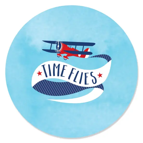 Big Dot of Happiness Taking Flight - Airplane - Vintage Plane Baby Shower or Birthday Party Circle Sticker Labels - 24 Count {1}