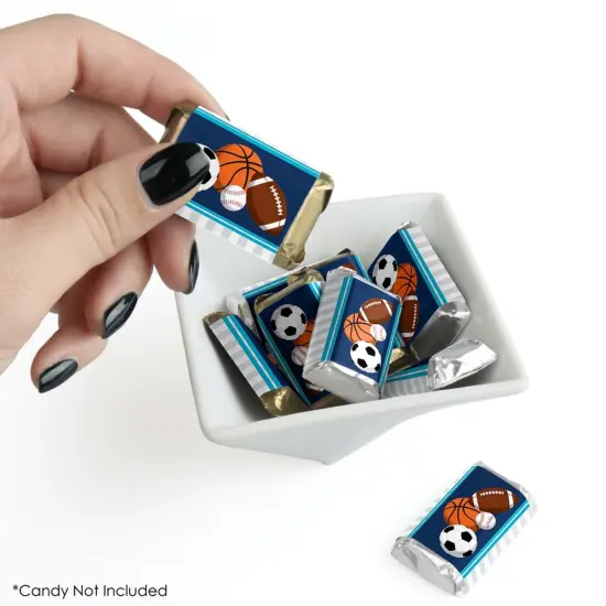 Big Dot of Happiness Go, Fight, Win - Sports - Mini Candy Bar Wrapper Stickers - Baby Shower or Birthday Party Small Favors - 40 Count {3}