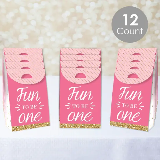 Big Dot of Happiness 1st Birthday Girl - Fun to be One - First Birthday Gift Favor Bags - Party Goodie Boxes - Set of 12 {3}