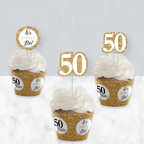 Big Dot of Happiness We Still Do - 50th Wedding Anniversary - Cupcake Decoration - Anniversary Party Cupcake Wrappers and Treat Picks Kit - Set of 24 {4}