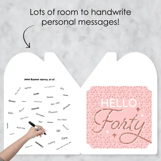 Big Dot of Happiness 40th Pink Rose Gold Birthday - Happy Birthday Giant Greeting Card - Big Shaped Jumborific Card - 16.5 x 22 inches {4}