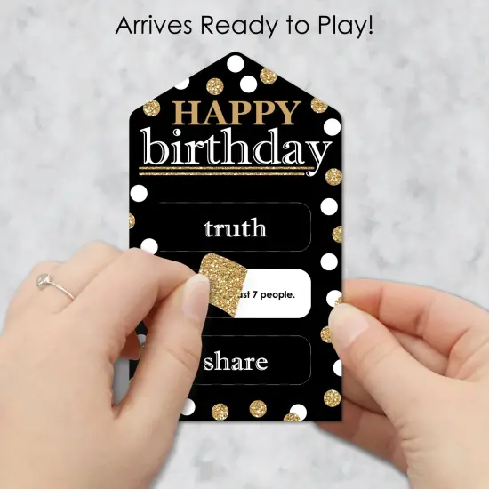 Big Dot of Happiness Adult Happy Birthday - Gold - Birthday Party Game Pickle Cards - Truth, Dare, Share Pull Tabs - Set of 12 {3}