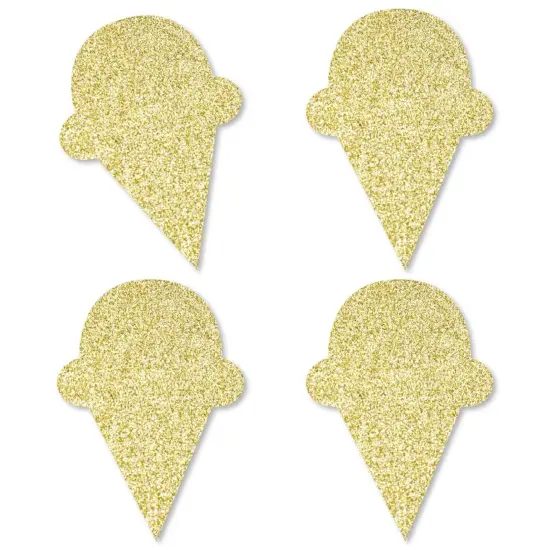 Big Dot of Happiness Gold Glitter Ice Cream Cone - No-Mess Real Gold Glitter Cut-Outs - Ice Cream Confetti - Set of 24 {1}