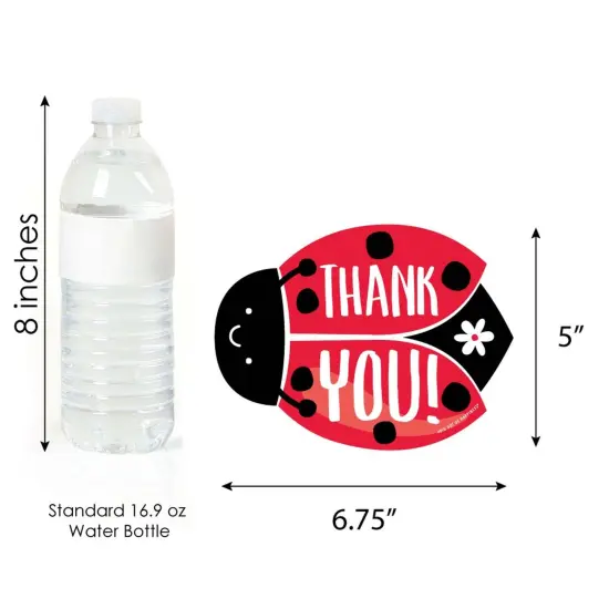 Big Dot of Happiness Happy Little Ladybug - Shaped Thank You Cards - Baby Shower or Birthday Party Thank You Note Cards with Envelopes - Set of 12 {7}