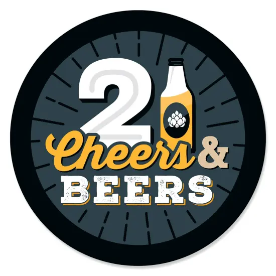 Big Dot of Happiness Cheers and Beers to 21 Years - 21st Birthday Party Circle Sticker Labels - 24 Count {1}