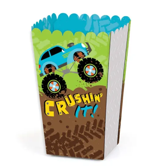 Big Dot of Happiness Smash and Crash - Monster Truck - Boy Birthday Party Favor Popcorn Treat Boxes - Set of 12 {1}