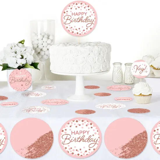 Big Dot of Happiness Pink Rose Gold Birthday - Happy Birthday Party Giant Circle Confetti - Party Decorations - Large Confetti 27 Count {6}