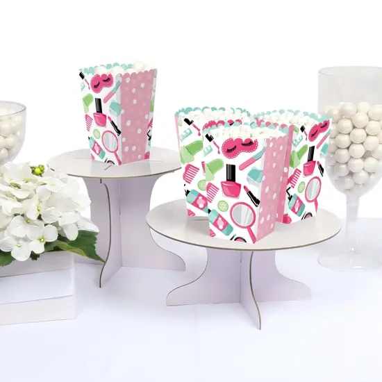 Big Dot of Happiness Spa Day - Girls Makeup Party Favor Popcorn Treat Boxes - Set of 12 {4}