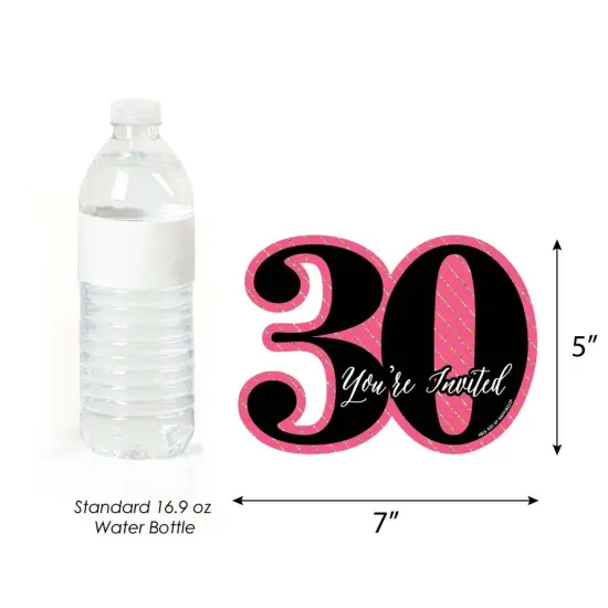 Big Dot of Happiness Chic 30th Birthday - Pink, Black and Gold - Shaped Fill-in Invites - Birthday Party Invitation Cards with Envelopes - Set of 12 {7}