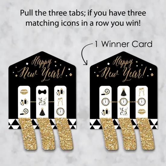 Big Dot of Happiness New Year&rsquo;s Eve - Gold - New Years Eve Party Game Pickle Cards - Pull Tabs 3-in-a-Row - Set of 12 {4}