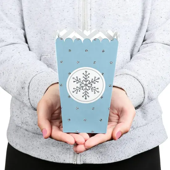 Big Dot of Happiness Winter Wonderland - Snowflake Holiday Party and Winter Wedding Popcorn Treat Boxes - Set of 12 {6}