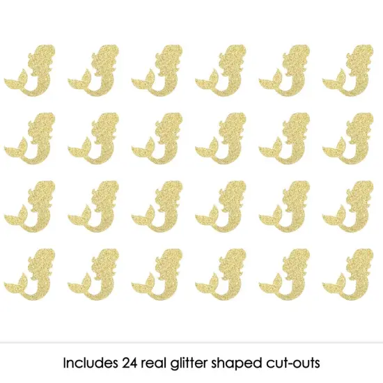 Big Dot of Happiness Gold Glitter Mermaid - No-Mess Real Gold Glitter Cut-Outs - Baby Shower or Birthday Party Confetti - Set of 24 {3}