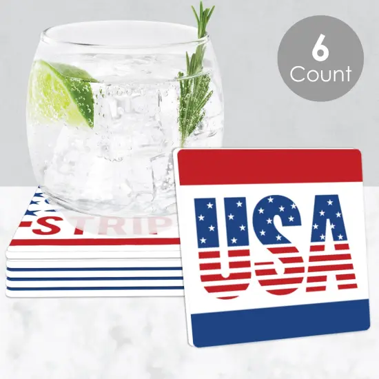 Big Dot of Happiness Stars & Stripes - Memorial Day, 4th of July and Labor Day USA Patriotic Party Decorations - Drink Coasters - Set of 6 {3}